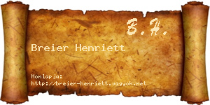 Breier Henriett névjegykártya